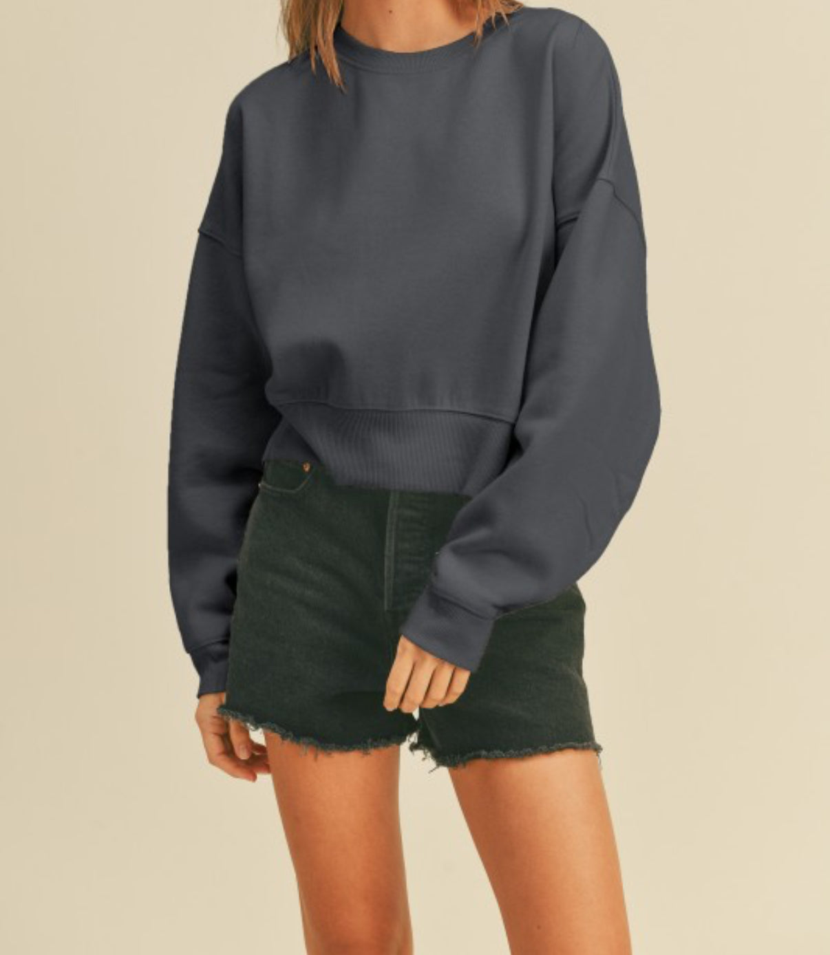 Cropped Soft Knit Sweatshirt