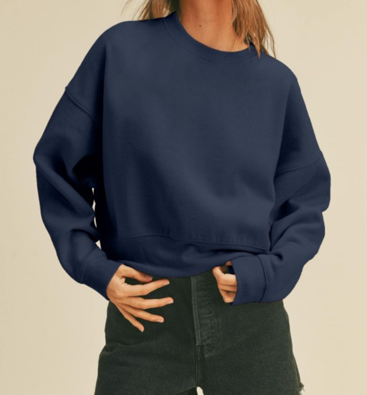 Cropped Soft Knit Sweatshirt