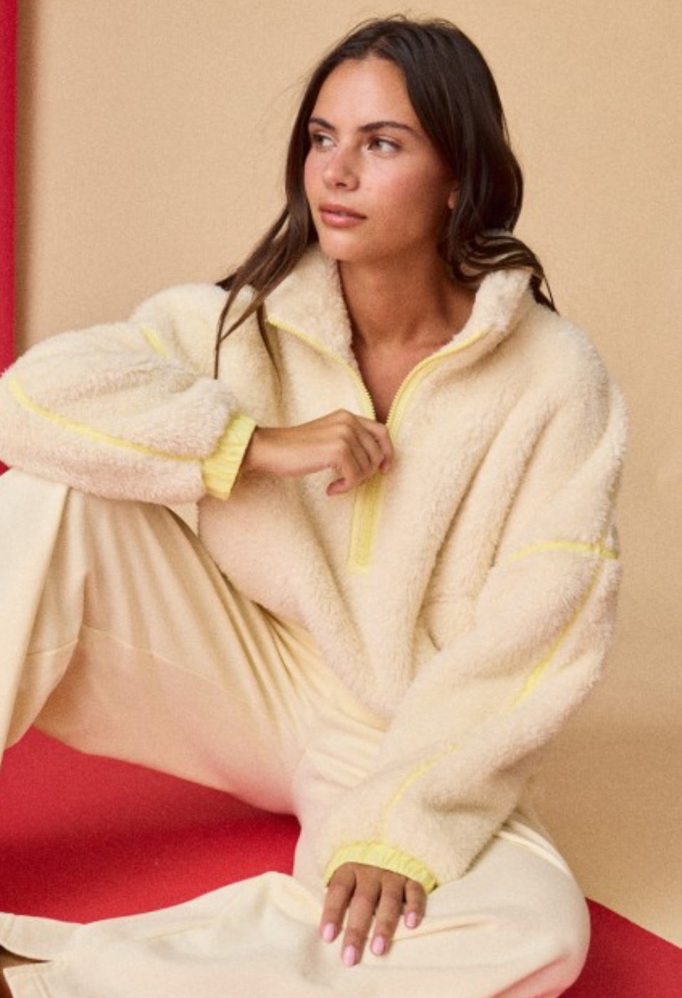 Fluffy fleece half zip