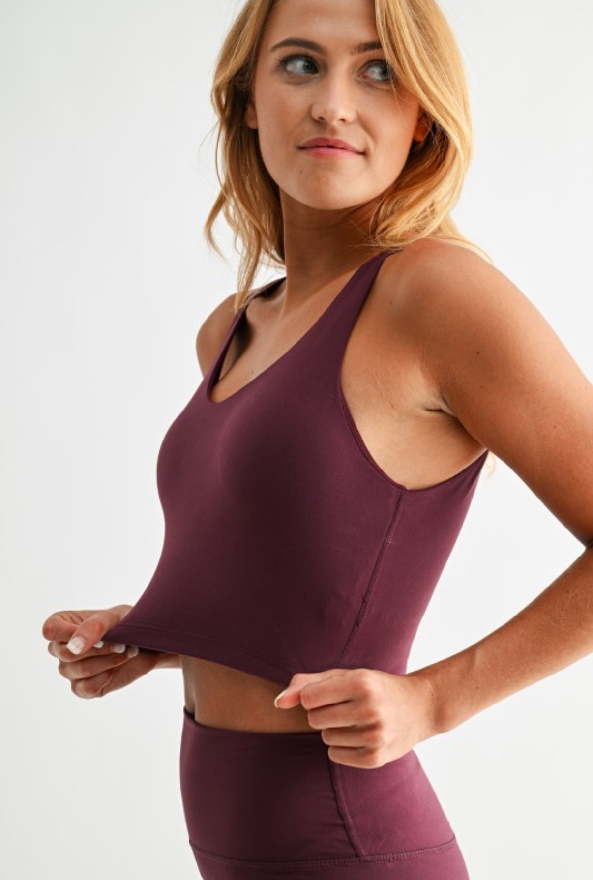 Dark Plum Cloud Light Contour Active Tank and Biker Shorts Set